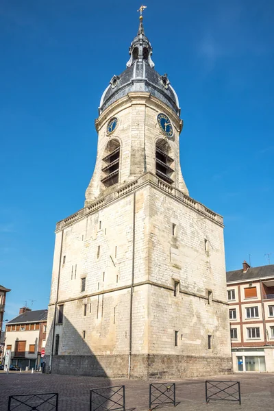 Widok Dzwonnicę Wieżę Zegarową Ulicach Amiens Francji — Zdjęcie stockowe