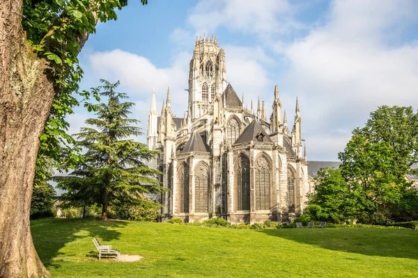Pohled Kostel Opatství Saint Ouen Ulicích Rouenu Francii — Stock fotografie