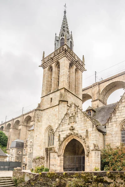 Pohled Kostel Melaina Ulicích Morlaix Francii — Stock fotografie