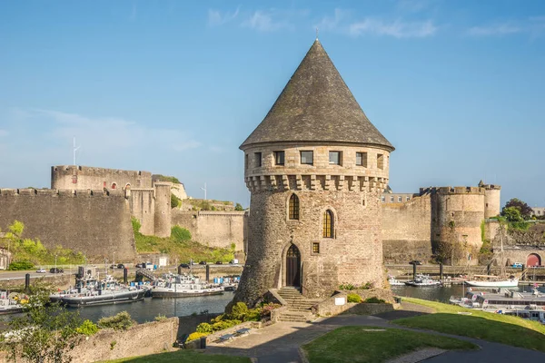 Pohled Tanguy Věž Hradem Brestu Ulicích Brestu Francie — Stock fotografie