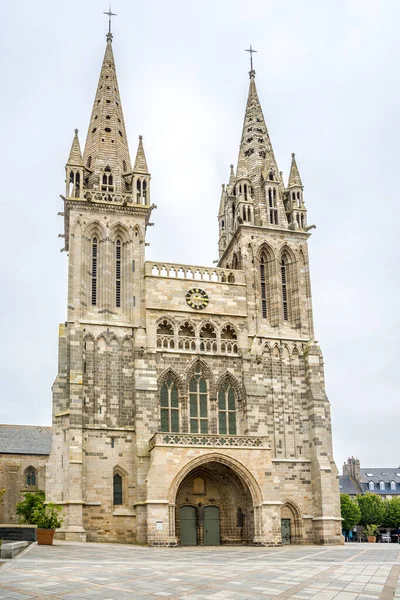 Kilátás Katedrális Szent Pál Utcáin Saint Pol Leon Franciaországban — Stock Fotó