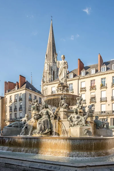 Uitzicht Fontein Royal Place Nantes Frankrijk — Stockfoto