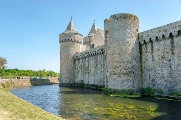 Vista Para Bastiões Castelo Suscinio Com Vala Água França — Fotografia de Stock