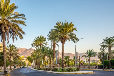 AQABA, JORDAN - 25 Ekim 2023 - Costal City Akabe sokaklarında. Akabe Ürdün 'deki tek kıyı kentidir..