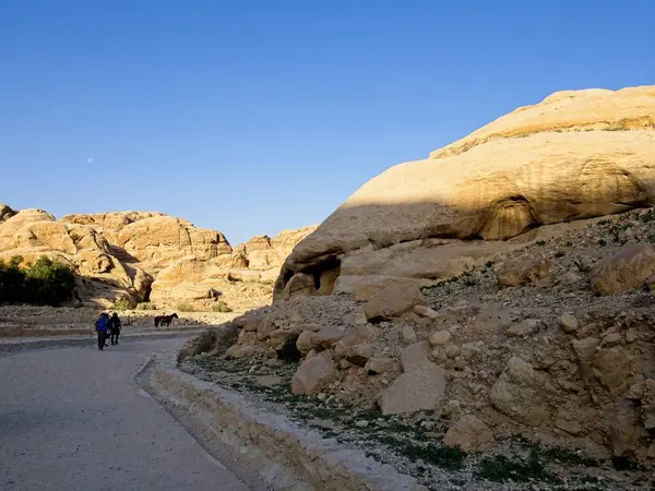Estrada Cênica Para Entrada Cidade Antiga Petra Jordânia Uma Das — Fotografia de Stock