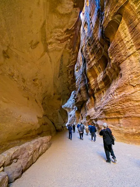 Siq Cañón Escénico Que Sirve Como Entrada Antigua Ciudad Petra — Foto de Stock