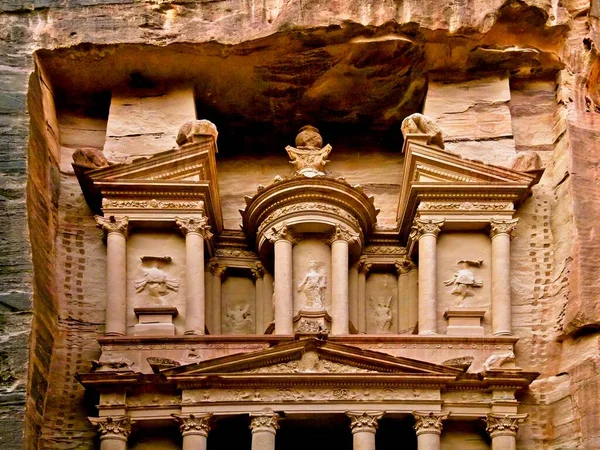 Tesouro Vista Principal Cidade Antiga Petra Jordânia Uma Das Sete — Fotografia de Stock