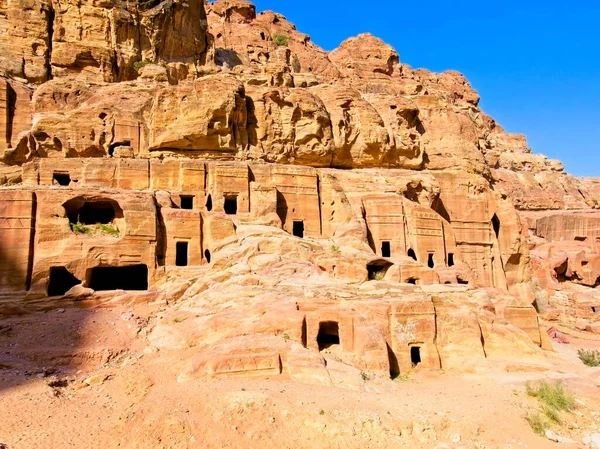 Fasadgatan Den Antika Staden Petra Jordanien Ett Världens Sju Underverk — Stockfoto