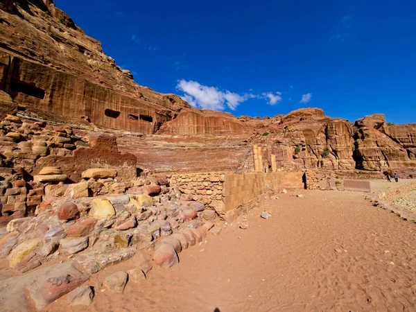 Θέατρο Ένα Πρώτο Αιώνα Nabataean Δομή Στην Αρχαία Πόλη Πέτρα — Φωτογραφία Αρχείου