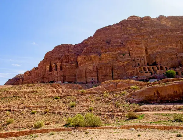 Eski Kentteki Cephe Sokağı Petra Ürdün Dünya Nın Yedi Harikasından — Stok fotoğraf