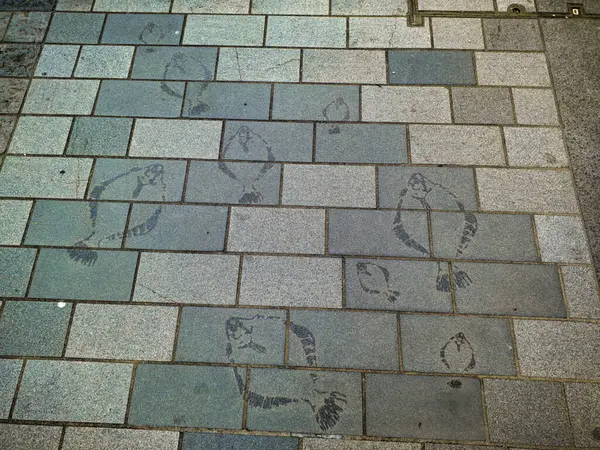 Gore caddesinin kaldırım taşlarına kazınmış balıklar.