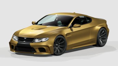 Markasız, jenerik konsept bir arabanın 3 boyutlu çizimi