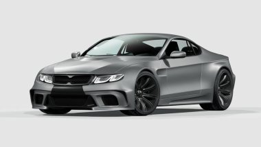 Markasız, jenerik konsept bir arabanın 3 boyutlu çizimi