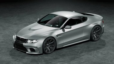 Markasız, jenerik konsept bir arabanın 3 boyutlu çizimi