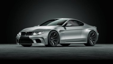 Markasız, jenerik konsept bir arabanın 3 boyutlu çizimi