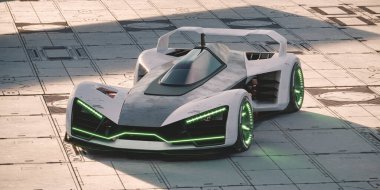 Markasız, jenerik konsept bir arabanın 3 boyutlu çizimi