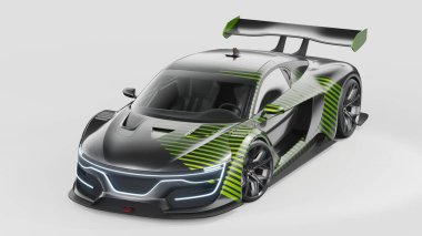 Markasız, jenerik konsept bir arabanın 3 boyutlu çizimi