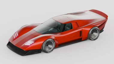 Markasız, jenerik konsept bir arabanın 3 boyutlu çizimi