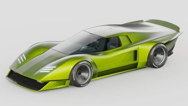 Markasız, jenerik konsept bir arabanın 3 boyutlu çizimi