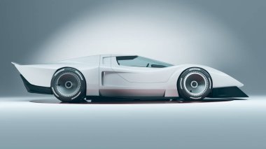 Markasız, jenerik konsept bir arabanın 3 boyutlu çizimi