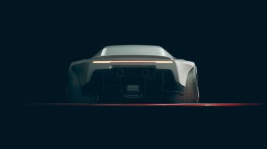 Markasız, jenerik konsept bir arabanın 3 boyutlu çizimi