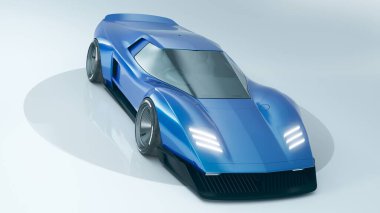 Markasız, jenerik konsept bir arabanın 3 boyutlu çizimi