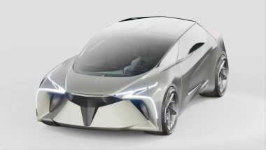 Markasız, jenerik konsept bir arabanın 3 boyutlu çizimi