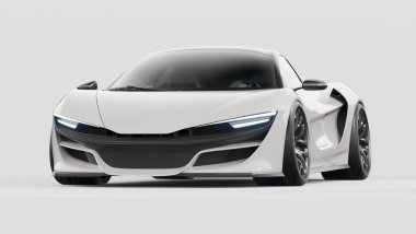 Markasız, jenerik konsept bir arabanın 3 boyutlu çizimi