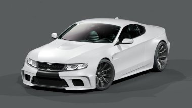 Markasız, jenerik konsept bir arabanın 3 boyutlu çizimi