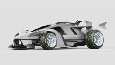 Markasız, jenerik konsept bir arabanın 3 boyutlu çizimi