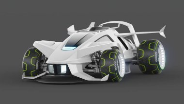 Markasız, jenerik konsept bir arabanın 3 boyutlu çizimi