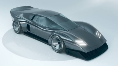 Markasız, jenerik konsept bir arabanın 3 boyutlu çizimi