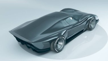 Markasız, jenerik konsept bir arabanın 3 boyutlu çizimi