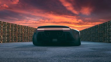 Markasız, jenerik konsept bir arabanın 3 boyutlu çizimi