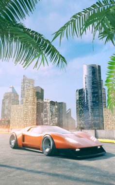 Markasız, jenerik konsept bir arabanın 3 boyutlu çizimi