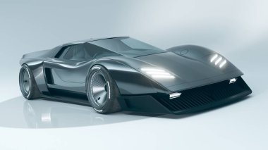 Markasız, jenerik konsept bir arabanın 3 boyutlu çizimi