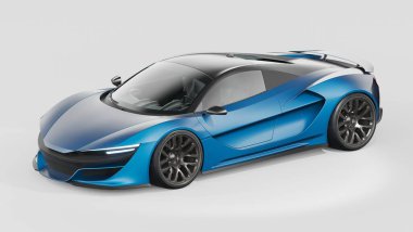 Markasız, jenerik konsept bir arabanın 3 boyutlu çizimi