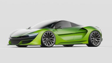 Markasız, jenerik konsept bir arabanın 3 boyutlu çizimi