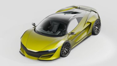 Markasız, jenerik konsept bir arabanın 3 boyutlu çizimi