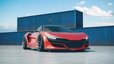 Markasız, jenerik konsept bir arabanın 3 boyutlu çizimi