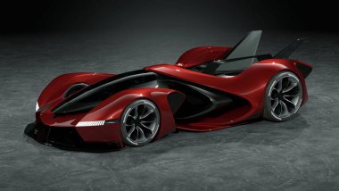 Markasız, jenerik konsept bir arabanın 3 boyutlu çizimi