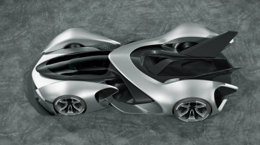 Markasız, jenerik konsept bir arabanın 3 boyutlu çizimi