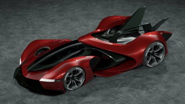 Markasız, jenerik konsept bir arabanın 3 boyutlu çizimi