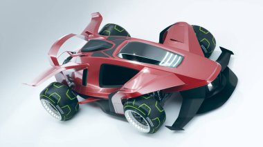 Markasız, jenerik konsept bir arabanın 3 boyutlu çizimi