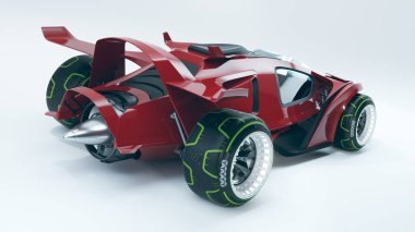 Markasız, jenerik konsept bir arabanın 3 boyutlu çizimi