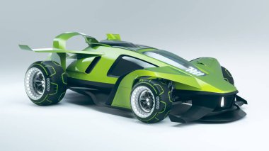 Markasız, jenerik konsept bir arabanın 3 boyutlu çizimi