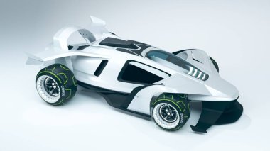 Markasız, jenerik konsept bir arabanın 3 boyutlu çizimi