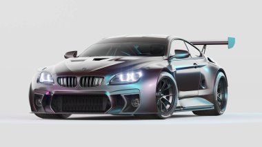 Markasız, jenerik konsept bir arabanın 3 boyutlu çizimi