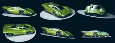 Markasız, jenerik konsept bir arabanın 3 boyutlu çizimi