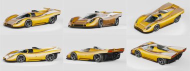 Markasız, jenerik konsept bir arabanın 3 boyutlu çizimi